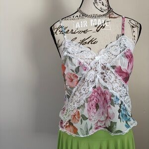 Kasara white floral lace coquette tank top | y2k